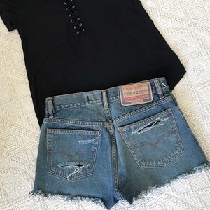 COPY - DIESEL DISTRESSED CUT OFF SHORTS